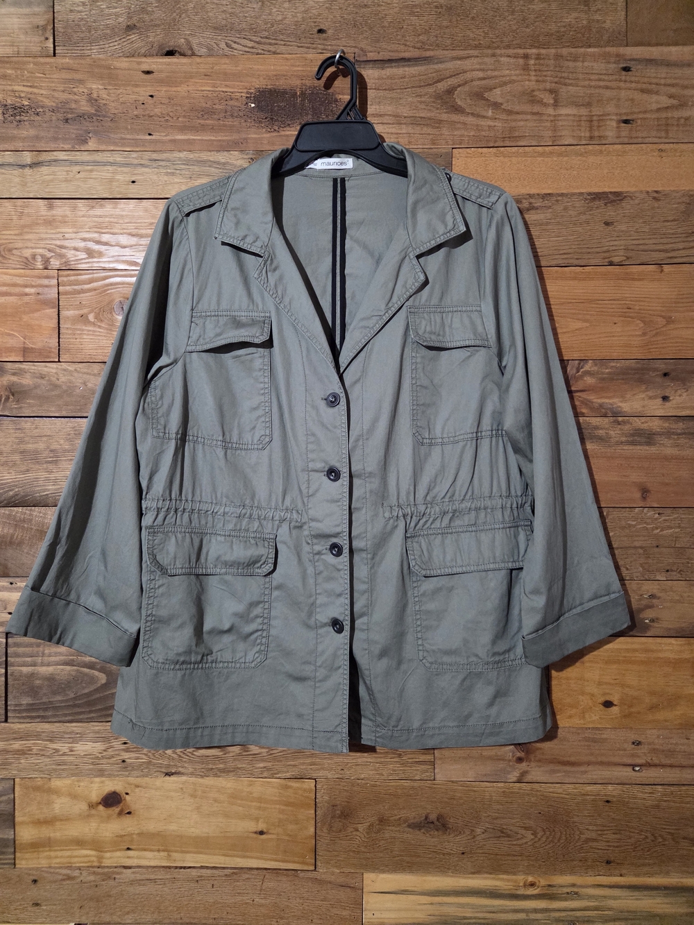 Maurices Olive Green Utility Safari Jacket 100% Cotton  Pockets Military Casual
